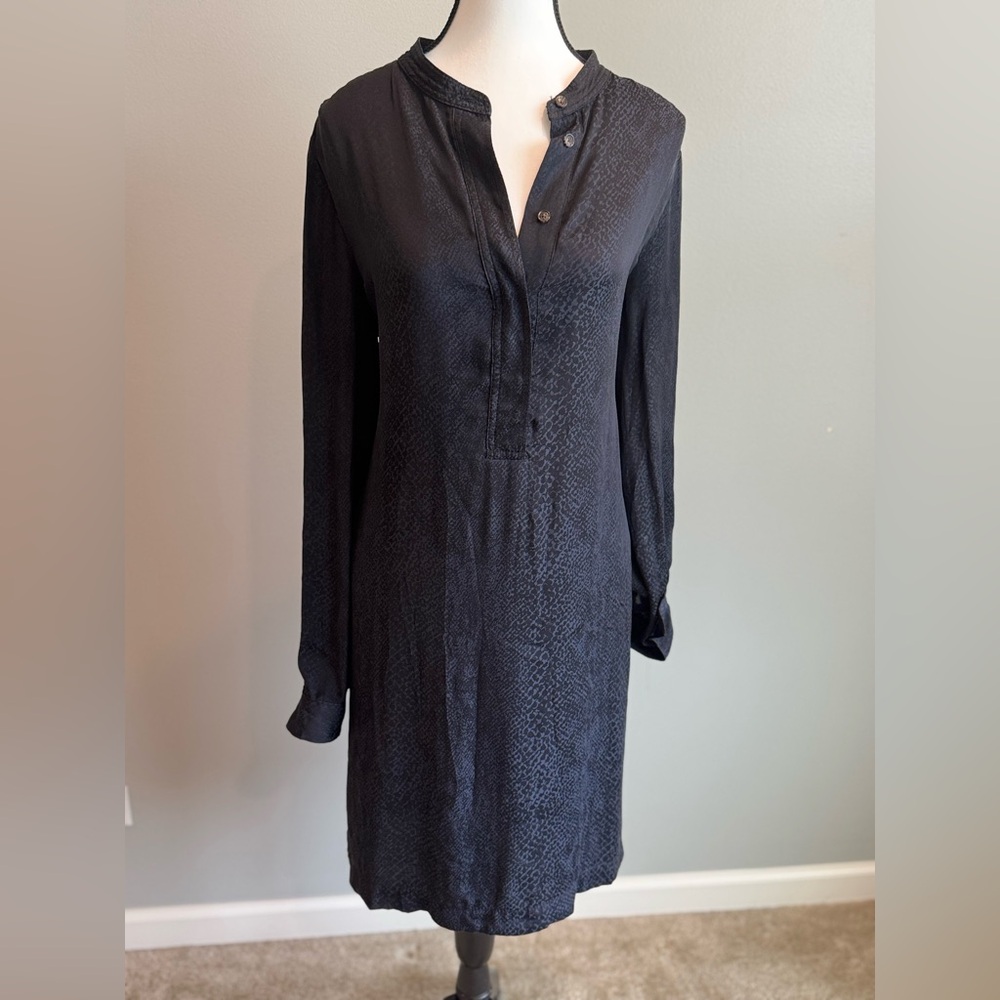 Banana Republic Navy Python Print Silk Shirt Dress, size 12